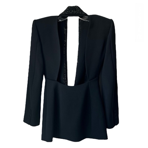 ❌SOLD❌AREA Crystal Embellished Virgin Wool Tuxedo Dress in Black, Size 2, NWT - Picture 11 of 17